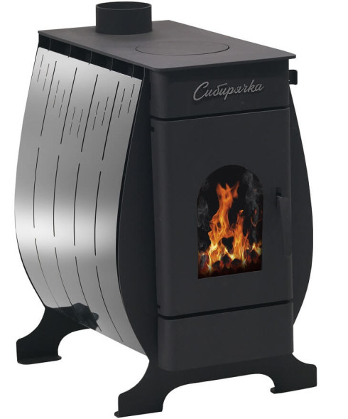 Воздухогрейная печь Сибирячка-9 с кожухом из нержавеющей стали